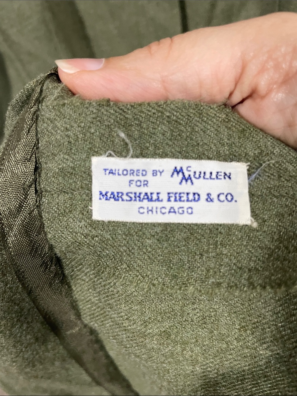 True vintage 50s Olive Green Women's Midi Dress - Picture 6 of 7